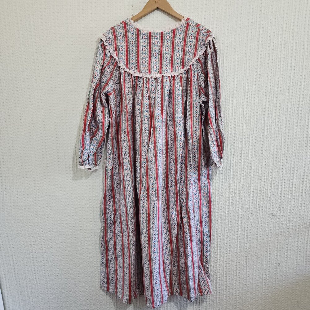 Vintage Grannycore Cottagecore Lace Collar Striped Nightgown Large - Picture 3 of 13